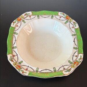 1920’s Alfred Meakin Decorative Green and Orange Floral Ceramic Breakfast Bowl